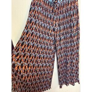Wildfang The Empower Plisse Wide Leg Pant Abstract Print Drawstring Large Boho